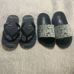 Carter's Black and Multicolor Kids Flip Flops and Slides
